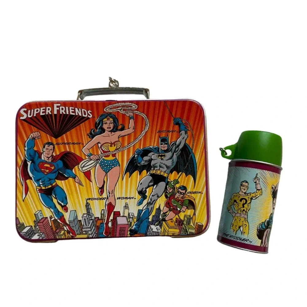 Hallmark Keepsake Super Friends Lunch Box Set (2000) DC Comics with Thermos - Picture 5 of 8